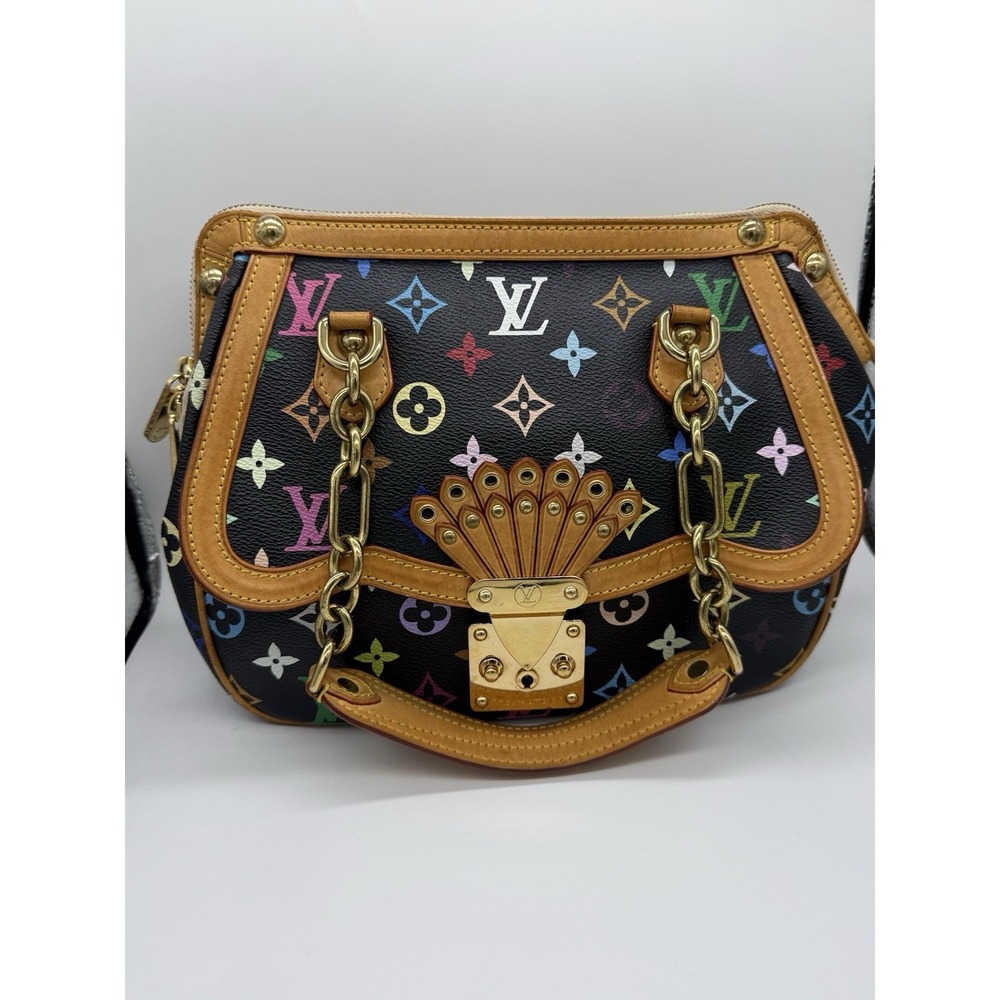 Rare Vintage Louis Vuitton Gracie MM Murakami Bag Black Multicolor